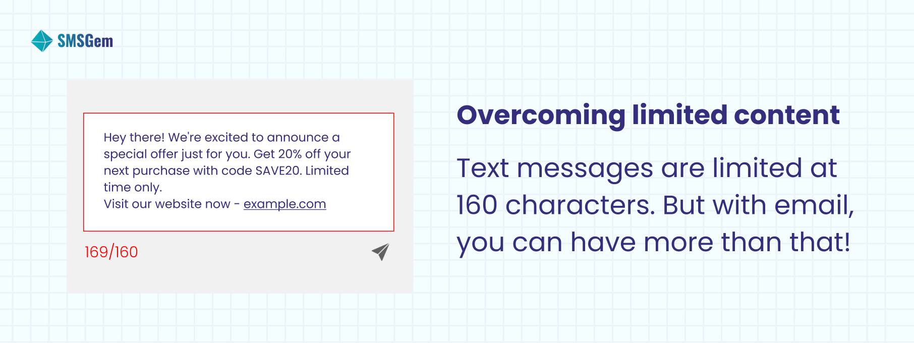 Email Marketing can solve SMS Marketing weakness: Limited 160 characters